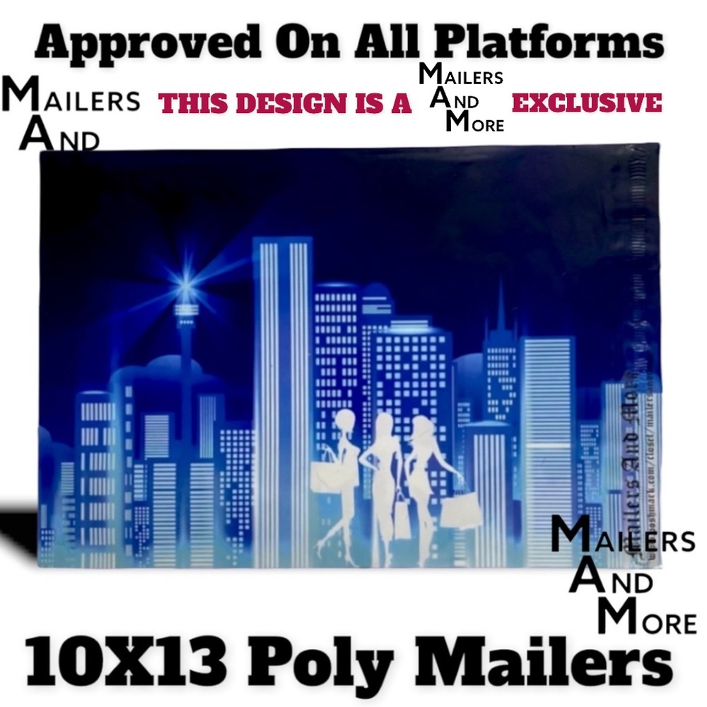 50 10X13 Poly Mailers Posh Girls, Shipping Envelopes PRICE IS FIRM City Lights - Picture 4 of 8